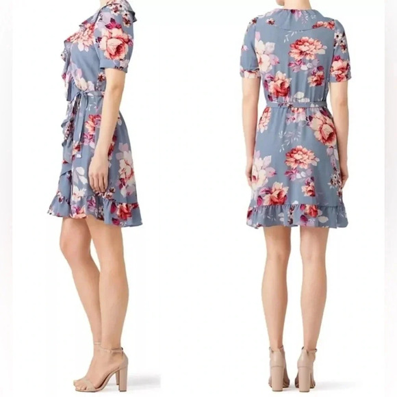 JILL JILL STUART Blue Floral Ruffled Wrap Dress Women’s Size XL NWT - Picture 8 of 8